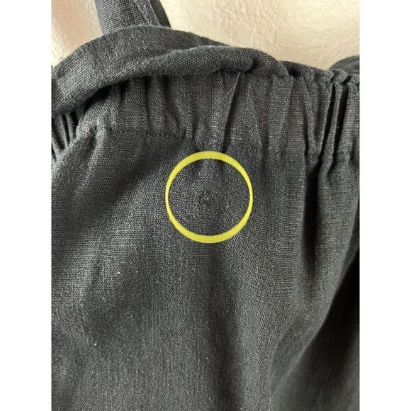 Eloquii Elements Linen Blend Tie Shoulder Ruffled Cropped Tank Top Black Size 18 - Picture 6 of 9